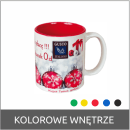 kubek z kolorowym wnetrzem z nadrukiem logo